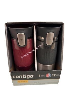 Contigo Set of 2 Auto Seal Spill Proof Travel Mug Tumblers Hot or Cold 16 Oz